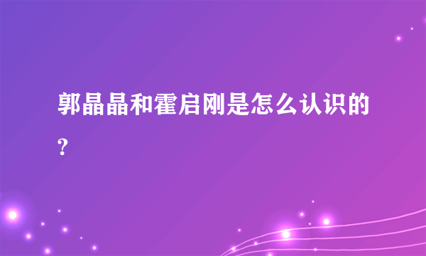 郭晶晶和霍启刚是怎么认识的?