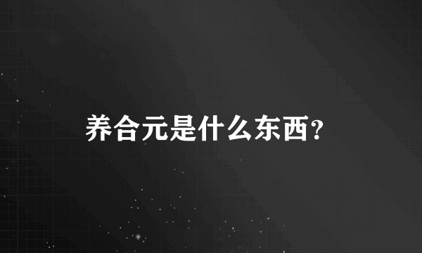 养合元是什么东西？