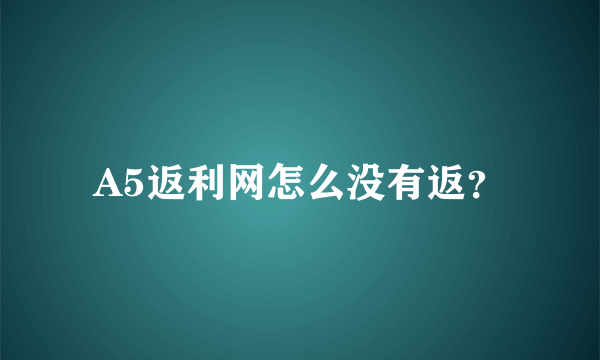 A5返利网怎么没有返？