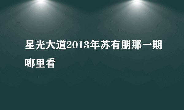 星光大道2013年苏有朋那一期哪里看