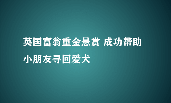 英国富翁重金悬赏 成功帮助小朋友寻回爱犬