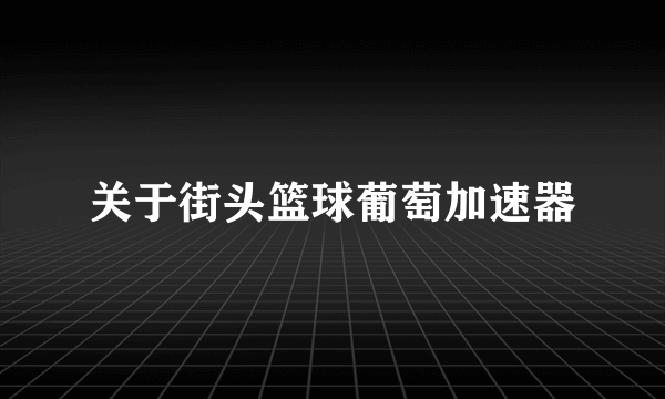 关于街头篮球葡萄加速器