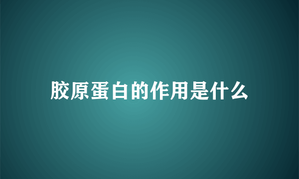 胶原蛋白的作用是什么