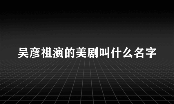 吴彦祖演的美剧叫什么名字