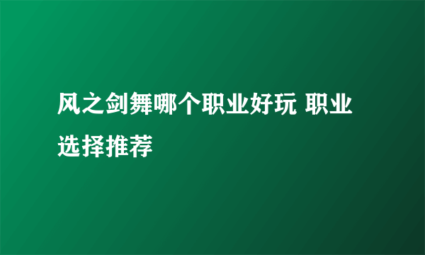 风之剑舞哪个职业好玩 职业选择推荐