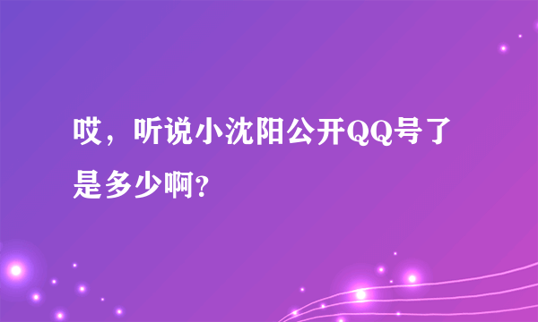 哎，听说小沈阳公开QQ号了是多少啊？