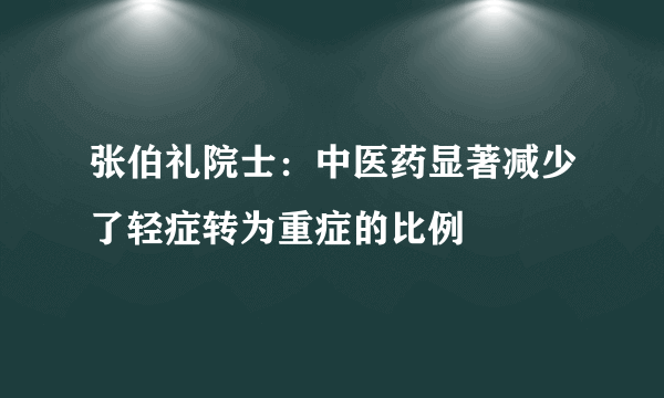 张伯礼院士：中医药显著减少了轻症转为重症的比例