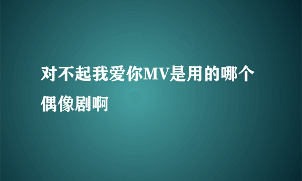 对不起我爱你MV是用的哪个偶像剧啊