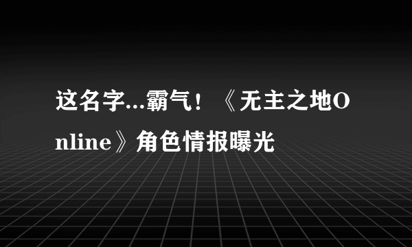 这名字...霸气！《无主之地Online》角色情报曝光