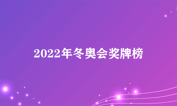 2022年冬奥会奖牌榜