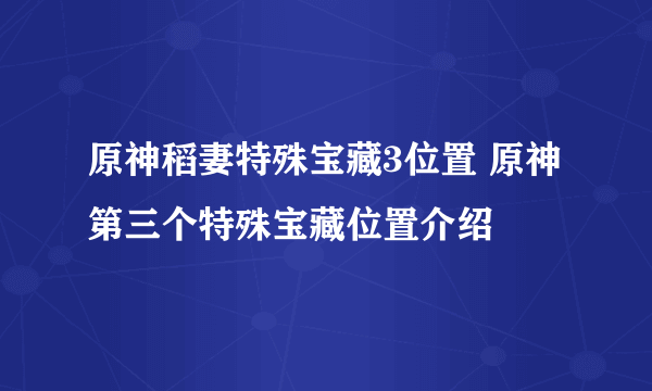 原神稻妻特殊宝藏3位置 原神第三个特殊宝藏位置介绍