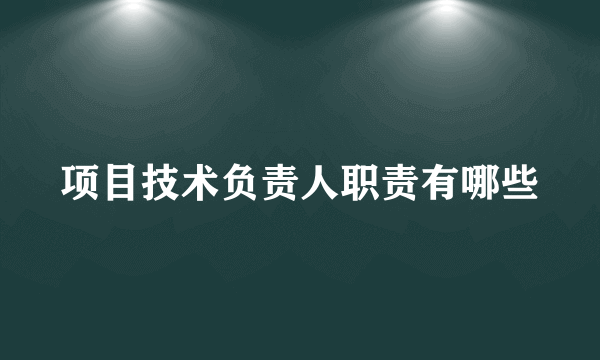 项目技术负责人职责有哪些