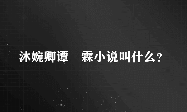 沐婉卿谭玹霖小说叫什么？