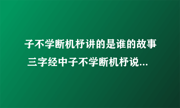 子不学断机杼讲的是谁的故事 三字经中子不学断机杼说的是哪位母亲