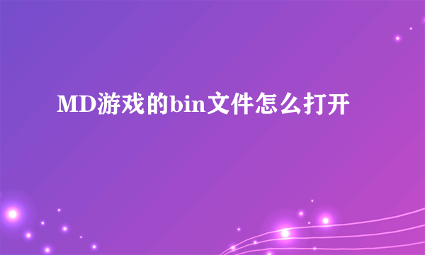 MD游戏的bin文件怎么打开