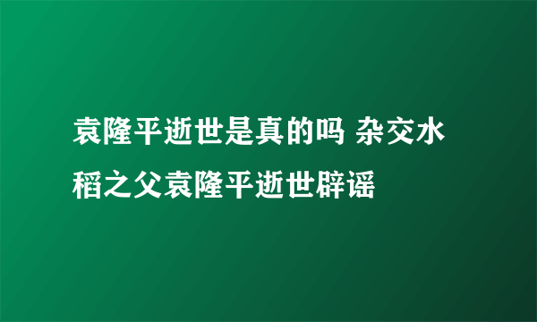 袁隆平逝世是真的吗 杂交水稻之父袁隆平逝世辟谣