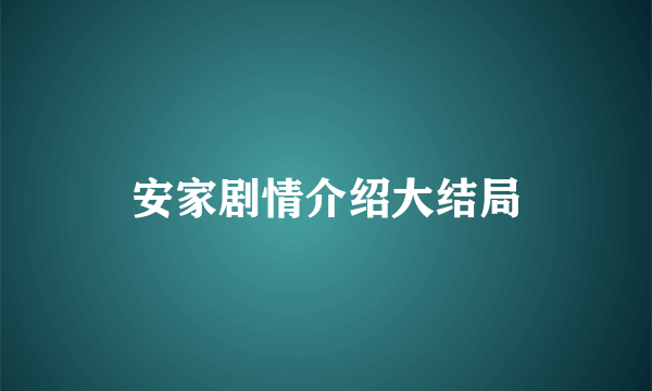 安家剧情介绍大结局