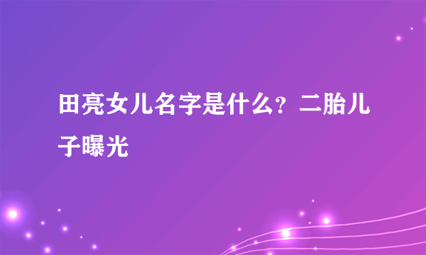 田亮女儿名字是什么？二胎儿子曝光