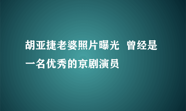 胡亚捷老婆照片曝光  曾经是一名优秀的京剧演员