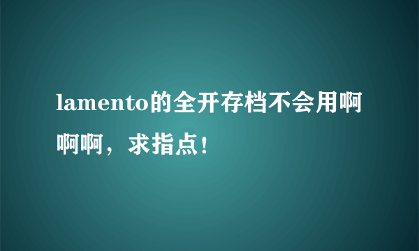 lamento的全开存档不会用啊啊啊，求指点！