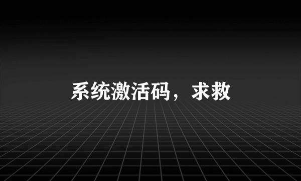 系统激活码，求救