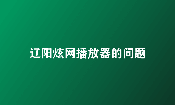 辽阳炫网播放器的问题