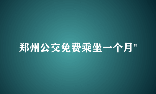 郑州公交免费乘坐一个月