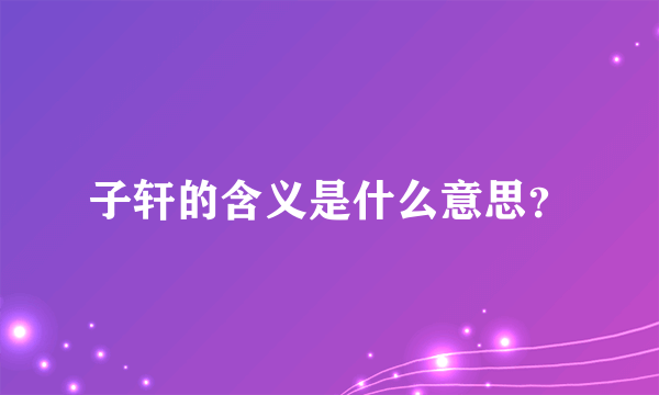 子轩的含义是什么意思？