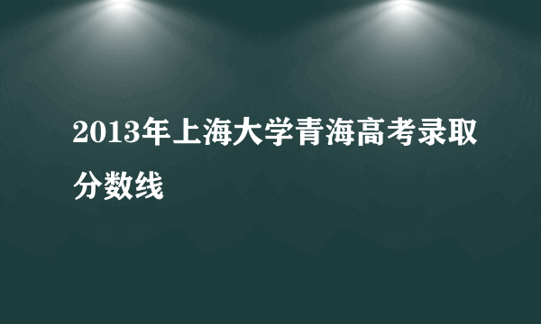 2013年上海大学青海高考录取分数线