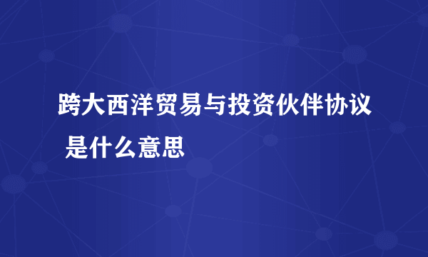 跨大西洋贸易与投资伙伴协议 是什么意思