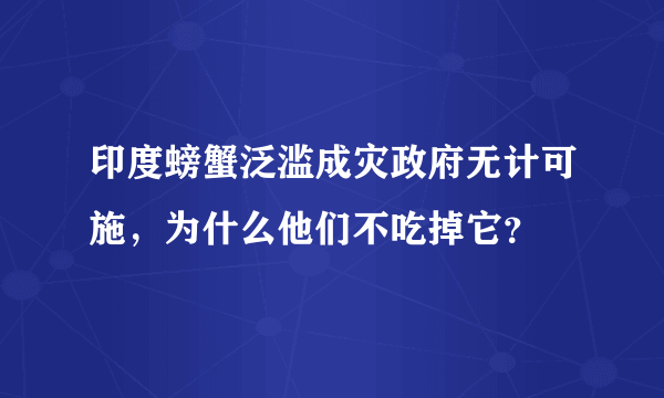 印度螃蟹泛滥成灾政府无计可施，为什么他们不吃掉它？