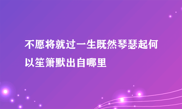 不愿将就过一生既然琴瑟起何以笙箫默出自哪里