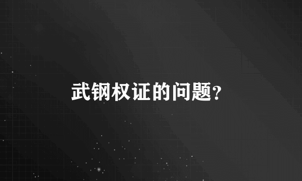 武钢权证的问题？