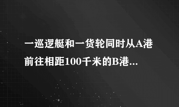 一巡逻艇和一货轮同时从A港前往相距100千米的B港口，巡逻艇和货轮的速度分别为100千米/时和20千米/时，巡逻艇不停地往返于A，B两港口巡逻（巡逻艇调头的时间忽略不计），货轮从A港口出发后直到B港口与巡逻艇一共相遇几次？