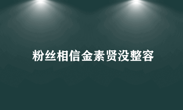  粉丝相信金素贤没整容