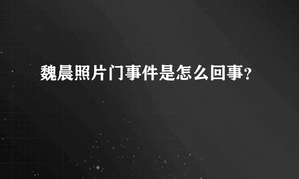 魏晨照片门事件是怎么回事？