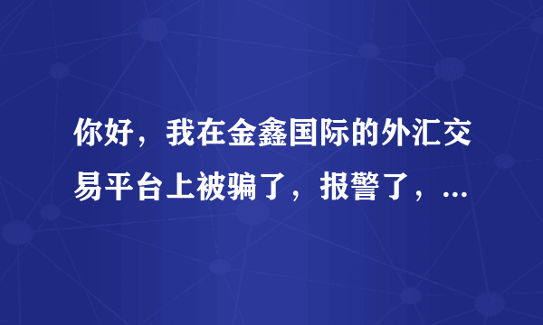 你好，我在金鑫国际的外汇交易平台上被骗了，报警了，有用吗?我该怎么处理下去？