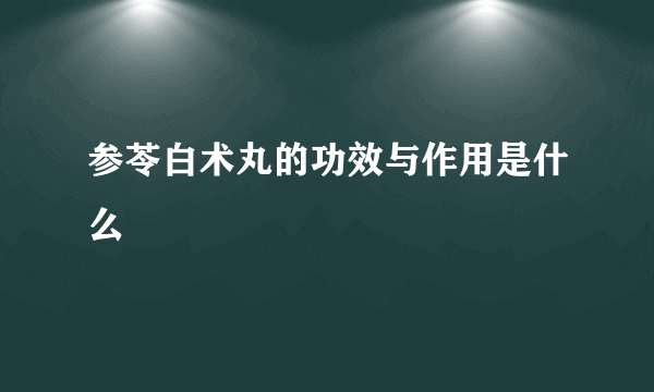 参苓白术丸的功效与作用是什么