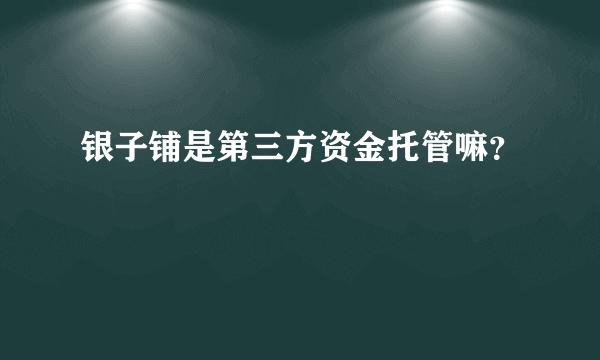 银子铺是第三方资金托管嘛？