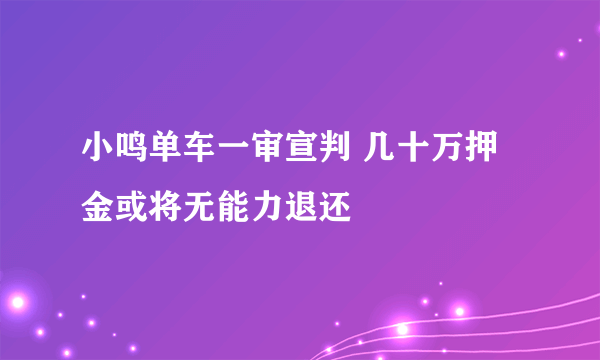 小鸣单车一审宣判 几十万押金或将无能力退还