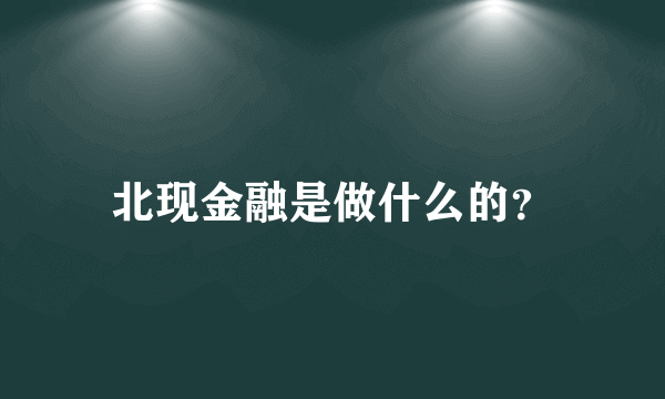 北现金融是做什么的？