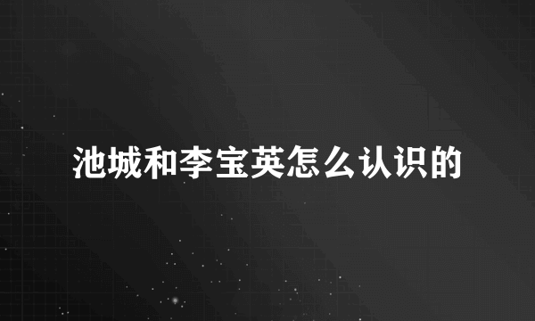 池城和李宝英怎么认识的