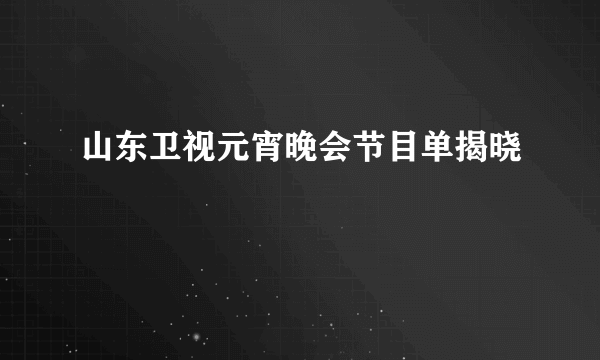 山东卫视元宵晚会节目单揭晓