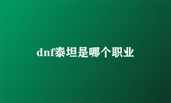 dnf泰坦是哪个职业