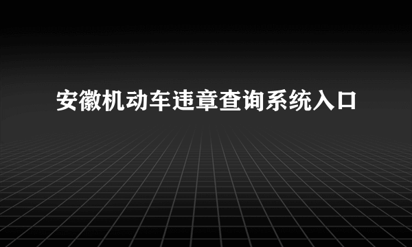 安徽机动车违章查询系统入口