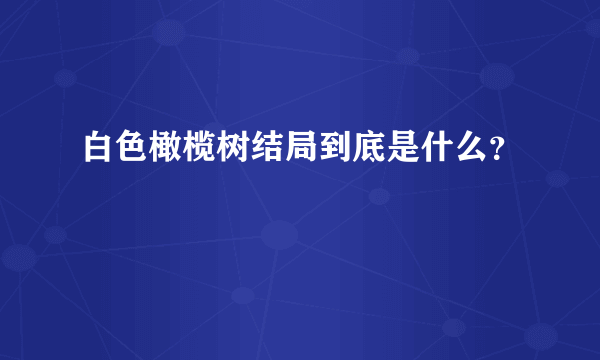 白色橄榄树结局到底是什么？