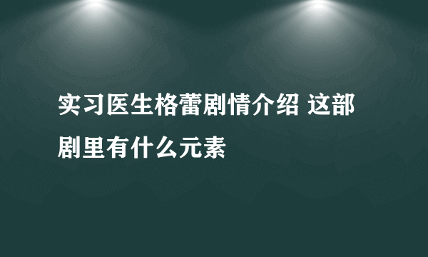 实习医生格蕾剧情介绍 这部剧里有什么元素