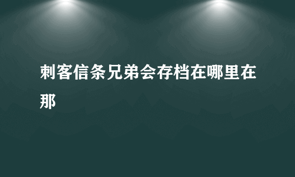 刺客信条兄弟会存档在哪里在那