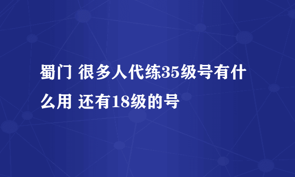 蜀门 很多人代练35级号有什么用 还有18级的号