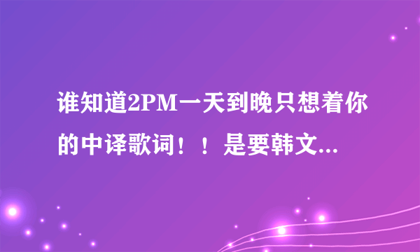 谁知道2PM一天到晚只想着你的中译歌词！！是要韩文谐音的那种。。